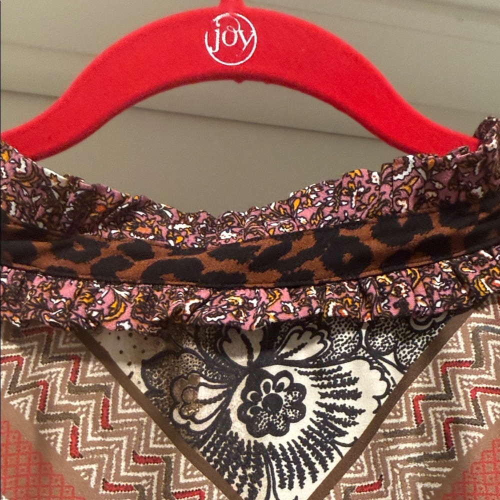John Mark Multicolor Boho Embroidered Tunic - Rust & Black - Picture 6 of 8